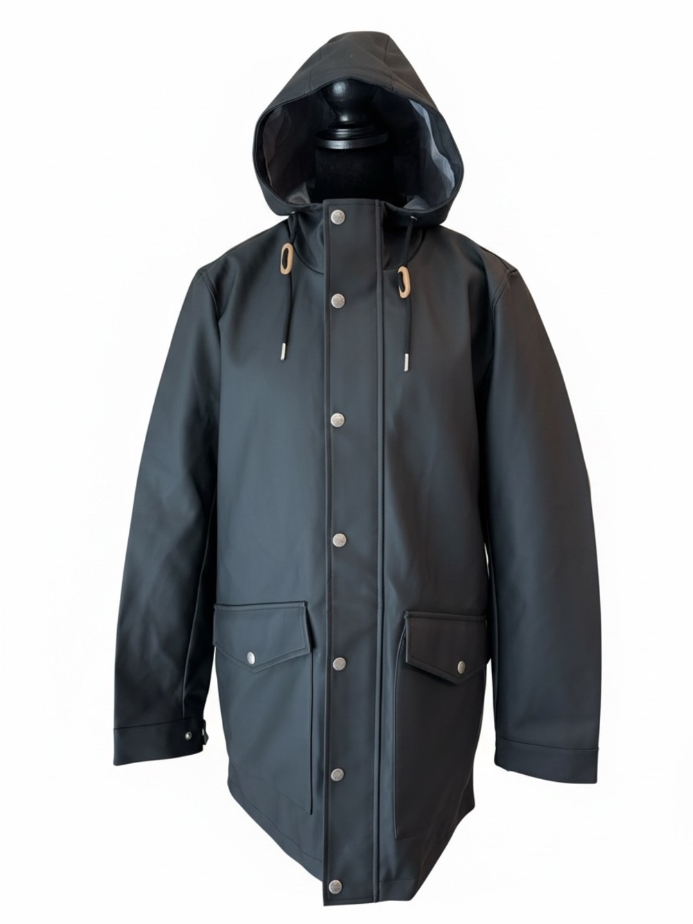 Levi’s Black Hooded Rain Jacket Waterproof Snap & Zip Coat Size S